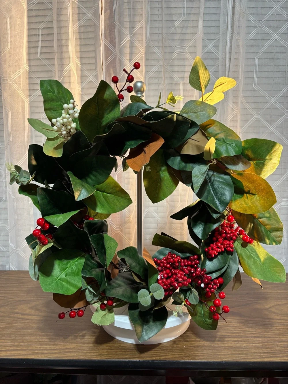 Holiday Magnolia and Berry Wreath - Green and Red 20”